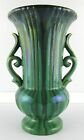Vintage Fulper Double Handle Vase 4019, Later Oval 1929-1934, 8 Inch, Blue Green