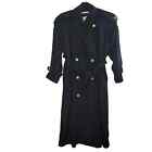 Misty Harbor Womens Long Black Double Breasted Trench Coat With Belt Size 4P
