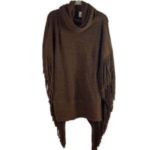 Cato Brown Sweater Womens Brown Top Pancho Style Cowl Neck One Size
