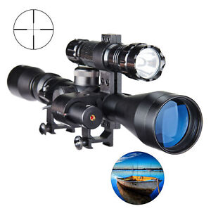 Tactical Pinty Rifle Scope w Laser Sight & Torch 39X40mm Reflex Cross Reticle