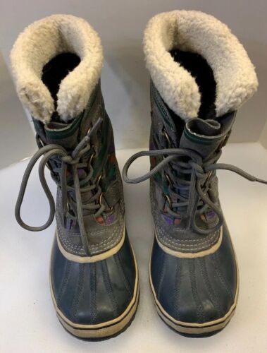 Sorel Women 7 M 1964 Pac Grap Winter Snow Duck Boots Waterproof Grey NL1715 035