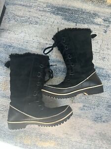 Sorel Black Winter Faux Fur Trim Boots Size 8 Women’s