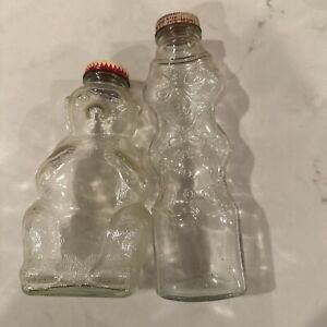 Snow Crest Beverages Set of 2 Bottles Bank Glass VINTAGE 1950s Salem Mass