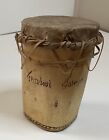 Native American Indian Small Drum Leather Rawhide Wood 6” Tall 5” Wide Preowned