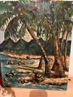 Antique Oil Painting on Canvas Pacific Hawaiian Island