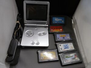 Nintendo Game Boy Advance SP Handheld System - Silver - With 6 Games