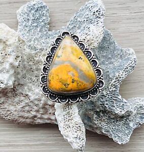 Bumble Bee Jasper Sterling Silver Ring Sz 8