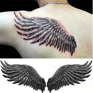 A Pair of Large Wings Tattoo Stickers on The Chest BackNeck Feather Art Tattoos