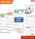 Large Print Wall Calendar 2024 - Colorful Designs, Big Numbers, Big Grid - In...