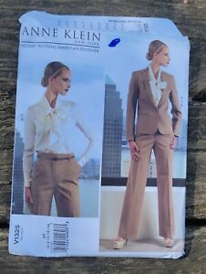 Vogue V1325 Anne Klein Jacket High Waist Pants Blouse Tie Uncut Pattern Sz 6-14