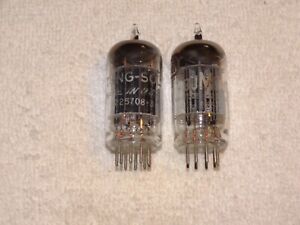 2 x 5687 Tung-Sol Tubes *Black Plates*D Getter*Very Strong Matched Pair*#10