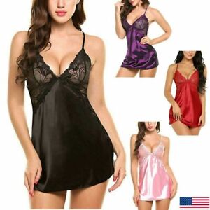 Sexy Women's Lingerie Silk Lace Underwear Sleepwear Night Dress Babydoll Pajamas