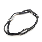 King Baby Studio Multi Wrap Charcoal Silk Bracelet With Skull Silver Alloy Beads