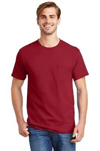 Pack Of 5 Hanes 5590 Mens Short Sleeve Authentic 100% Cotton T-Shirt with Pocket
