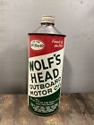 1 Qt Empty Metal Wolf's Head Outboard Motor Oil One Quart Cone Top Can