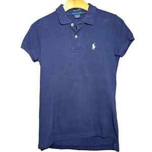 Ralph Lauren Women’s Size S Navy Blue Cotton The Skinny  Short Sleeve Polo Shirt
