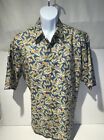 Tori Richard Vintage 1980s Mens Sz XL 49 Chest Cotton Lawn Shirt Hawaiian Blue