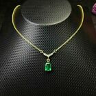 1.05Ct Oval Real Green Emerald & Diamond Pendant Necklace 14k Real Yellow Gold