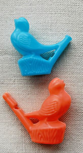 Vintage Water Warbler Bird Whistles Set of 2 Hong Kong Plastic Birds Toys
