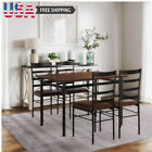 New ListingModern 5 Pcs Wood Metal Dining Room Set 1 Table 4 Padded Seats Walnut / Black