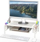 Simple Houseware Metal Desk Monitor Stand Riser with Organizer Drawer, White