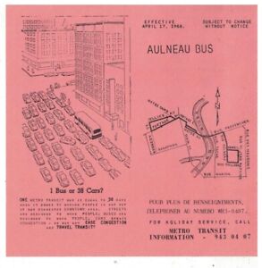 1966 Winnipeg Canada Bus Schedule and Route Map Aulneau