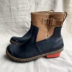 Sorel Slimpack Waterproof Boots Black Rubber Brown Leather Women's 12 NWOB