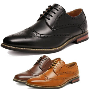 Men Prince Classic Modern Formal Oxford Wingtip Lace Up Dress Shoes Size 6.5-15
