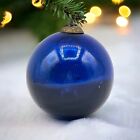 Antique German Kugel Cobalt Blue 5 Leaves Cap Round Ball Christmas Ornament 2.5”