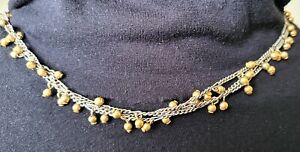 Guess Indian Style Bells Chain Necklace Brass and Silver Semi-Choker Adjustable