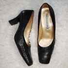 Vintage Monique Made In Spain Black Dragon Scale Shimmer Leather Heels 7M