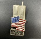 United We Stand Pewter 9/11 Remembrance Twin Towers USA Flag Lapel Vest Pin