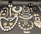 Vintage Signed TRIFARI Necklaces Milk Glass Bracelet Earring Lot of 26