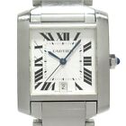 Auth Cartier Tank Francaise LM W51002Q3 White 652733CD Silver Men's Wrist Watch