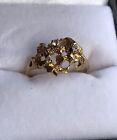 10kt Yellow Gold  Nugget Ring With Diamonds Tested Authentic Hallmarked