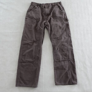 Carhartt Double Knee Dungaree Pants 34x30 Rivets Brown Vtg American Workwear