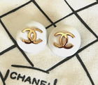 CHANEL Vintage Gold Metal Button White 23mm (Set of 2)