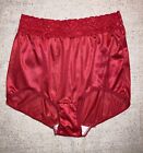 Vintage Red Nylon Satin Shiny lace Top Granny panties Briefs Glossy Sissy 10