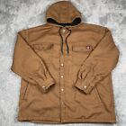 Wrangler Jacket Mens 2XL XXL Brown Workwear Hooded Fleece Lined Chore Barn Snap
