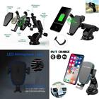 Qi Wireless Car Fast Charger Charging Mount Holder for iPhone 11 PRO MAX 8 7 6+