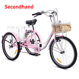 Secondhand Adult Tricycle for Adults 7 Speed Three Wheel Bike Front&Rear Basket