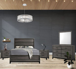 Kings Brand Furniture – Ambroise 5-Piece King Size Bedroom Set, Grey/Black