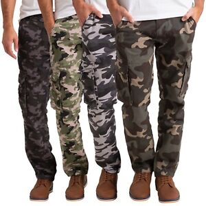 Mens Army Cargo Combat Work Trouser Military Camo Casual Cotton Regular-Fit Pant