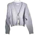 Elodie Lavender Cropped Button Cardigan Sweater Women Large