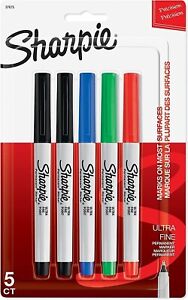 Sharpie™ Permanent Markers Ultra Fine Point 5 Count New Black Red Blue Green