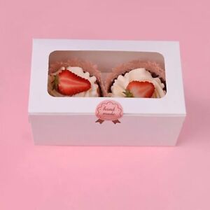 50x White Cupcake Boxes Muffin Dessert Sweets Packaging Party Wedding Favour Box