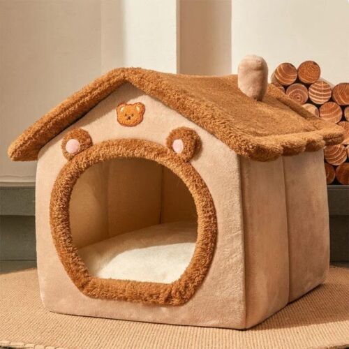 Foldable Pet Puppy Dog Cat Bunny Bed Compact House Kennel Soft Washable Cushion
