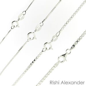 925 Sterling Silver BOX Chain Necklace All Sizes Stamped .925 Italy