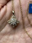 14k  Gold Diamond Snowflake Necklace 18” Inches 2.6 grams ! NOT Scrap