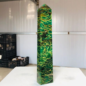 725g Natural Emerald Quartz Crystal Obelisk Wand Point Healing Mineral M592